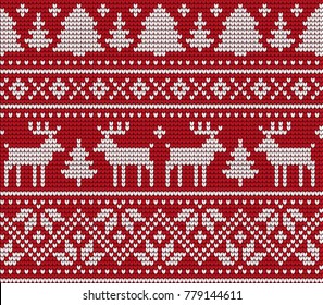 Knitted Christmas and New Year pattern for print