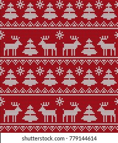 Knitted Christmas and New Year pattern for print