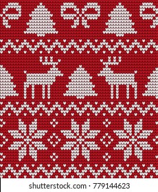 Knitted Christmas and New Year pattern for print