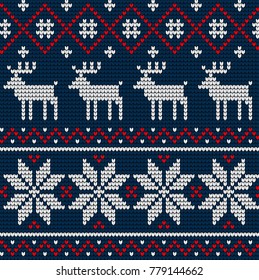 Knitted Christmas and New Year pattern for print