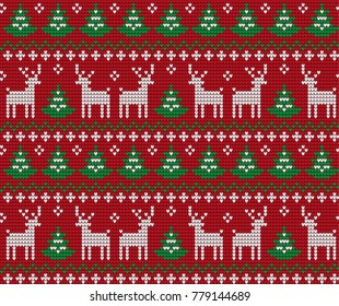 Knitted Christmas and New Year pattern for print