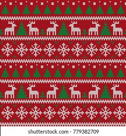 Knitted Christmas and New Year pattern for print