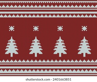 Knitted Christmas and New Year seamless pattern design. Vector illustrations background.
