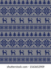 Knitted Christmas or New year vector seamless decorative pattern