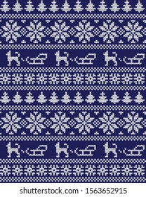 Knitted Christmas or New year vector seamless decorative pattern