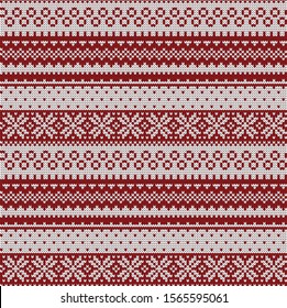 Knitted Christmas and New year vector seamless decorative pattern
