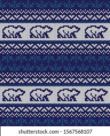 Knitted Christmas or New year vector seamless decorative pattern polar bears