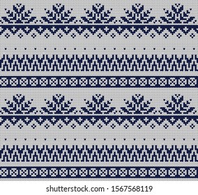 Knitted Christmas or New year vector seamless decorative pattern