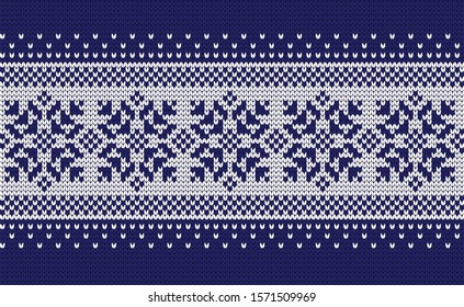 Knitted Christmas or New year vector seamless decorative border