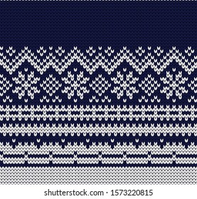 Knitted Christmas or New year vector seamless decorative pattern