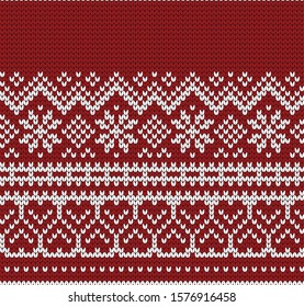 Knitted Christmas or New year vector seamless decorative border