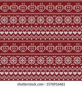 Knitted Christmas or New year vector seamless decorative pattern