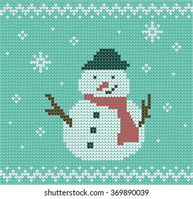 Knitted Christmas ornament. Winter sweater patterns. 