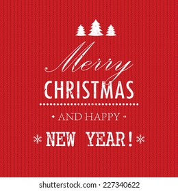 Knitted christmas pattern background. Merry Christmas and Happy New Year