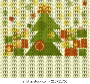 Knitted Christmas pattern, vector  background