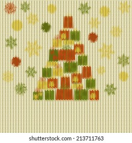 Knitted Christmas pattern, vector  background