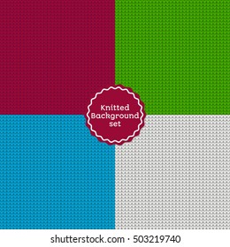 Knitted christmas seamless pattern set different color. Christmas decoration element- stock vector