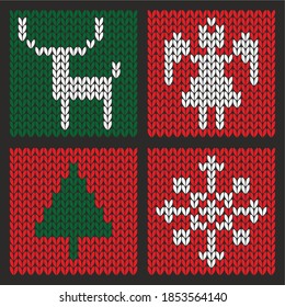 Knitted Christmas set with four seasonal symbols