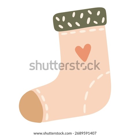 Knitted Christmas Stocking. Winter decor. Vector.