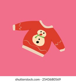 knitted christmas sweater.christmas ugly sweater vector cartoon illustration