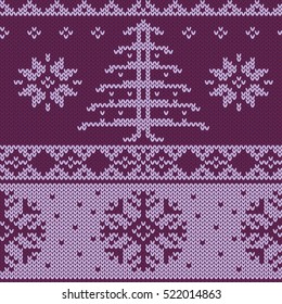 Knitted christmas texture, seamless vector pattern.