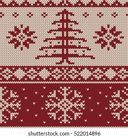 Knitted christmas texture, seamless vector pattern.