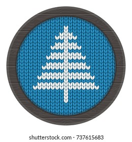 Knitted Christmas tree pattern vector. Flat cartoon illustration. Objects isolated on white background.