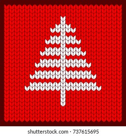 Knitted Christmas tree pattern vector. Flat cartoon illustration. Objects isolated on white background.