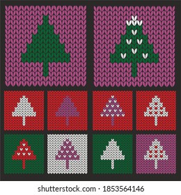 Knitted Christmas trees set in various colors