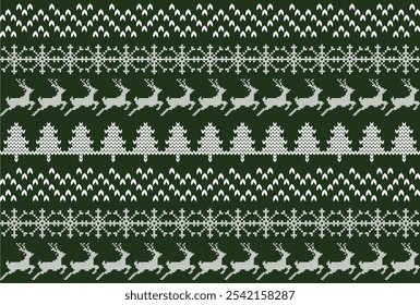 Knitted Christmas ugly pattern. Christmas sweater. Christmas seamless borders. Sweater pattern. Merry Christmas pattern.