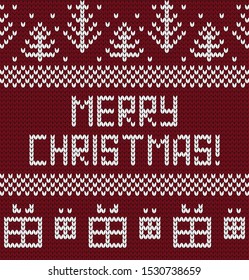 Knitted Christmas vector decorative pattern