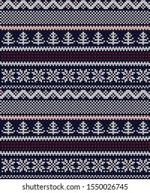 Knitted Christmas vector seamless decorative pattern