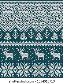 Knitted  Christmas vector seamless decorative pattern deers