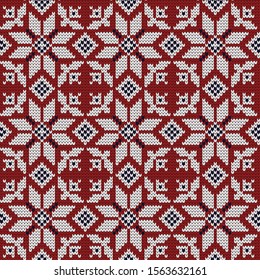 Knitted Christmas vector seamless decorative pattern Norwegian stars