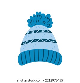 Knitted Color Hat. Winter Fashion Accessory. Vector illustration.

