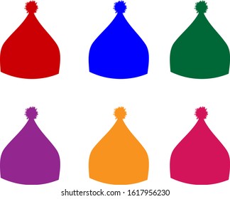Knitted Color Hat Winter Set Fashion Accessory. Vector illustration of sport ski snowboarding cap