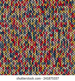 Knitted colorful melange seamless pattern. Multicolor knitting abstract background. Amazing knit texture.