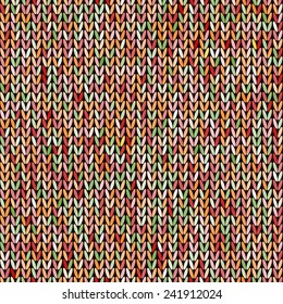 Knitted colorful melange seamless pattern. Multicolor knitting abstract background. Amazing knit texture.