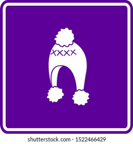 knitted decorated hat purple vector sign
