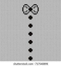 Knitted decorative pattern bows and buttons
