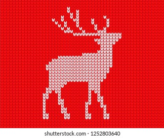 knitted deer in pixels. vector illustration