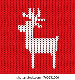knitted deer vintage retro background.flat vector illustration