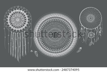knitted dream catchers, vector illustration