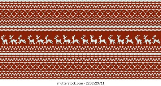 Knitted elements and borders for Christmas, New Year or winter design. Vector illustration knitted background pattern. Fit  for fabric, wallpaper, wrapping paper, craft, texture and others.