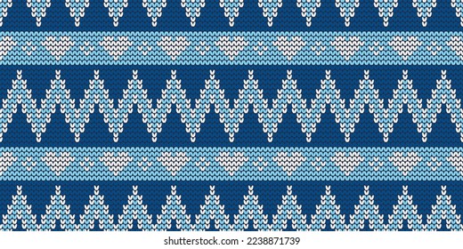 Knitted elements and borders for Christmas, New Year or winter design. Vector illustration knitted background pattern. Fit  for fabric, wallpaper, wrapping paper, craft, texture and others.