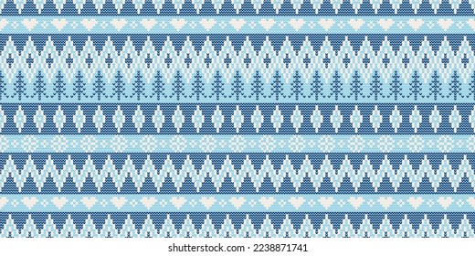 Knitted elements and borders for Christmas, New Year or winter design. Vector illustration knitted background pattern. Fit  for fabric, wallpaper, wrapping paper, craft, texture and others.