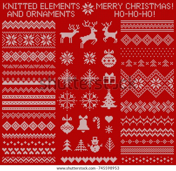 クリスマス 新年 冬のデザインのニット素材と縁取り 北欧柄のセーターの飾り ベクターイラスト のベクター画像素材 ロイヤリティフリー