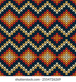 Knitted fabric design seamless. Knitting pattern illustration design for decoration, clothing, fabric texture