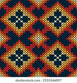 Knitted fabric design seamless. Knitting pattern illustration design for decoration, clothing, fabric texture