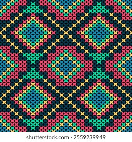 Knitted fabric design seamless. Knitting pattern illustration design for decoration, clothing, fabric texture